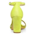 thumbnail image 2 of BLISSFUL STEP Women's Open Toe Ankle Strap Buckle Block Heels Glitter Sandals Lime Yellow 9, 2 of 7