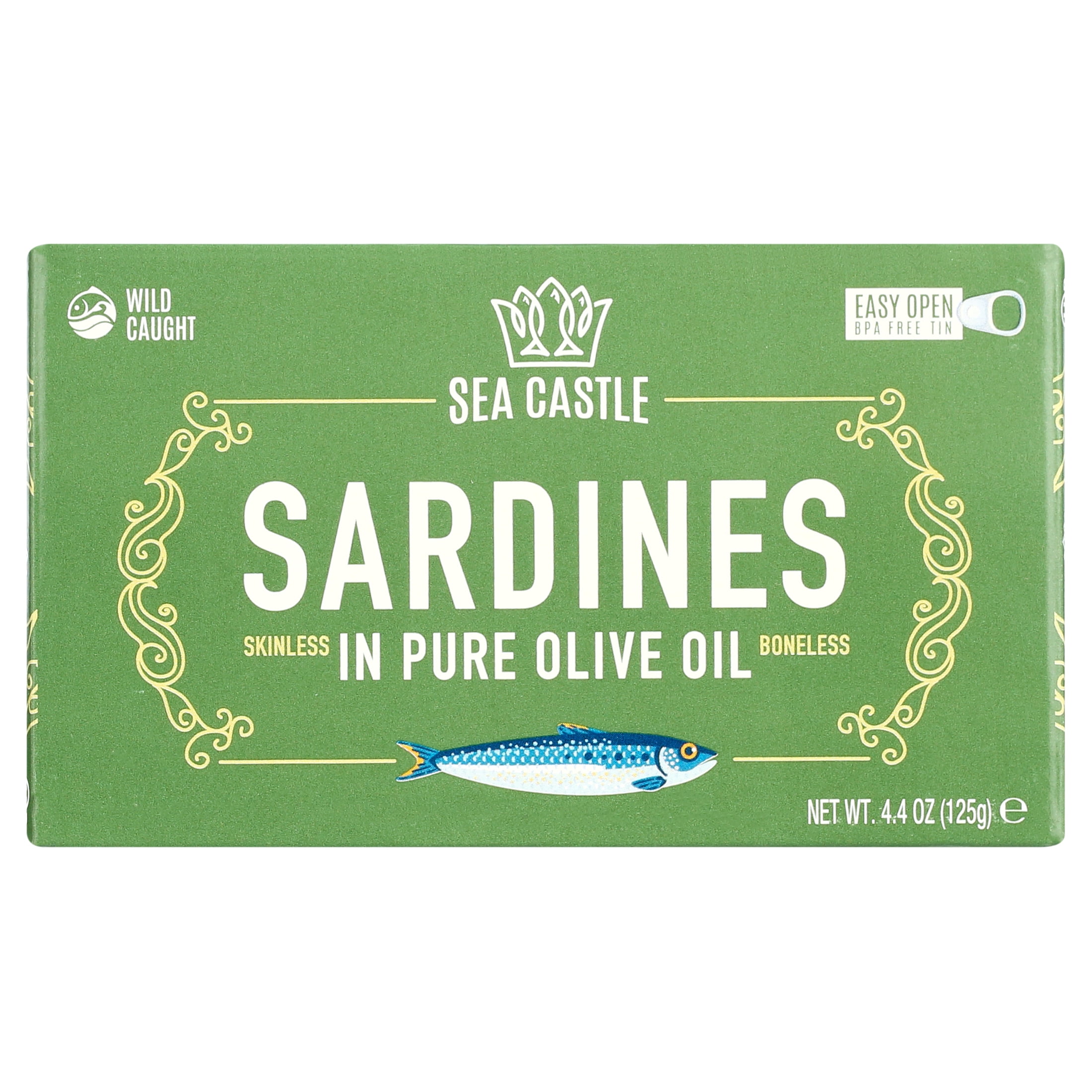 (12 pack) Sea Castle Sardines in Olive Oil, 4.375 oz, Kosher