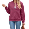 thumbnail image 4 of Wevis Autumn Zip Up Jacket for Women Long Sleeve Stand Collar Short Coat Casual Loose Fall Coat, 4 of 6