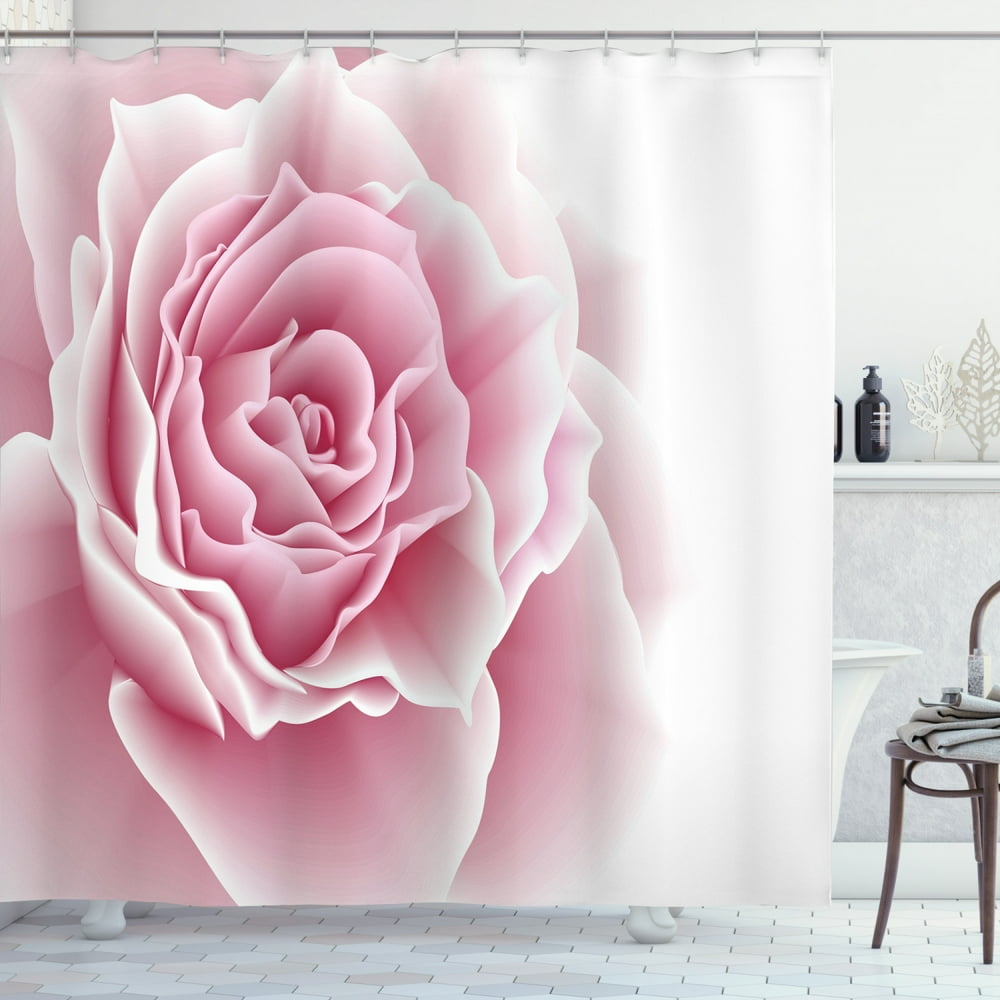 Light Pink Shower Curtain, Romantic Rose Petals Beauty Bouquet