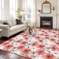 thumbnail image 2 of Large Area Rugs for Living Room Bedroom, Spring Flowers 6'x9' Rug Washable Carpet Runner Indoor Outdoor, Farmhouse Chinese Pink White Floral Non Slip Floor Mats Rug for Kitchen, Playroom, 2 of 8