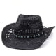 thumbnail image 3 of Qarigey Sombrero de paja de vaquero de verano para mujer, sombrero de playa de ala ancha para hombre, gorra de protección solar tejida a mano, Sombreros Caqui M (56-58 cm), 3 of 6