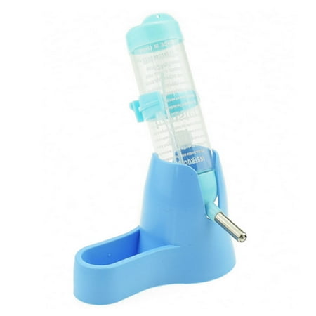 - 125ml 3 in 1 Pet Hamster Water Bottle With Food Container Drinking Feeding Rest Water Jug for Small Animals - Blue