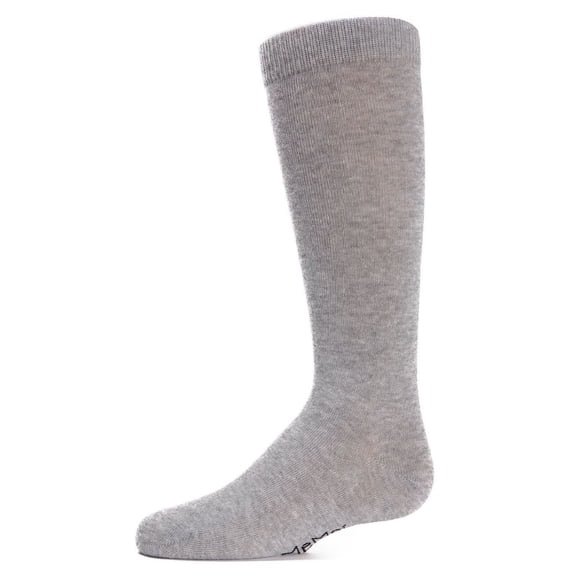 MeMoi Ribbed Classic Cotton-Rich Solid-Color Knee High Sock - Girls - Female, 12, Light Gray