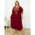 thumbnail image 2 of Moroccan Embroidered Kaftan Abaya Dresses for Women Batwing Sleeve Caftan Loungewear Maxi Beach Tunic Plus Size Africa Robe Casual Summer Outfis, 2 of 11