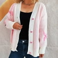 thumbnail image 5 of Women's Long Sleeve V-Neck Jewelry Knitted Loose Casual Sweater Cardigan, 5 of 5