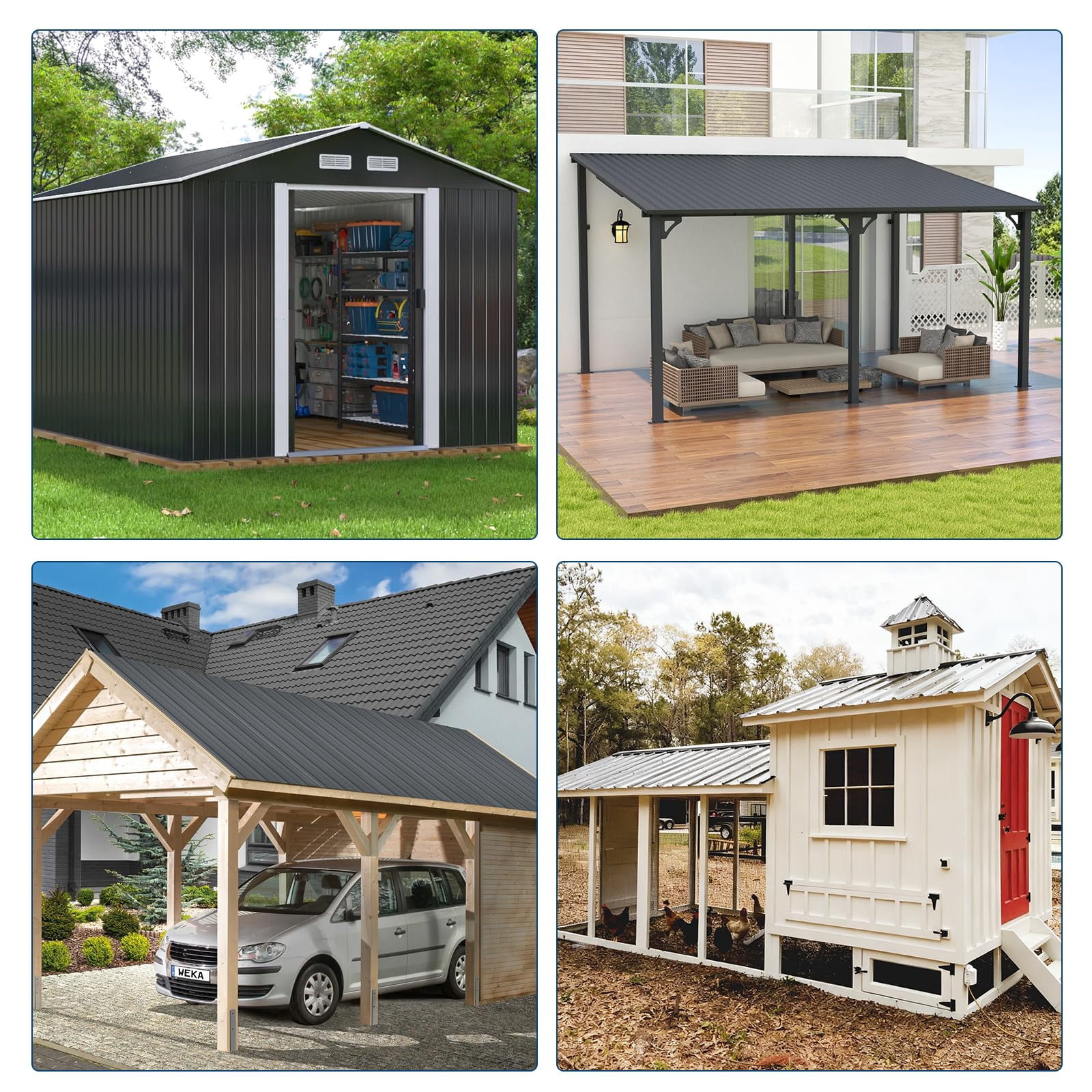 20pcs Metal Roofing Panels, 6ft Corrugated Metal Roof Panels with Screws, Heavy Duty Waterproof Galvanized Steel Roof Sheets for Outdoor Carport, Garage, Shed, Warehouse, Porch, Pergola, Patio