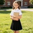 thumbnail image 7 of IFNWSV Toddler Girl 2 Piece Outfits Short Sleeve Button Down Shirt and Pleated Skirt School Uniform Set White 5-6 Years, 7 of 7
