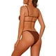 thumbnail image 3 of Conjuntos de bikini de color sólido de 2 piezas para mujer, tirantes de espagueti, traje de baño sin espalda, bañador color marrón oscuro medio, 3 of 5