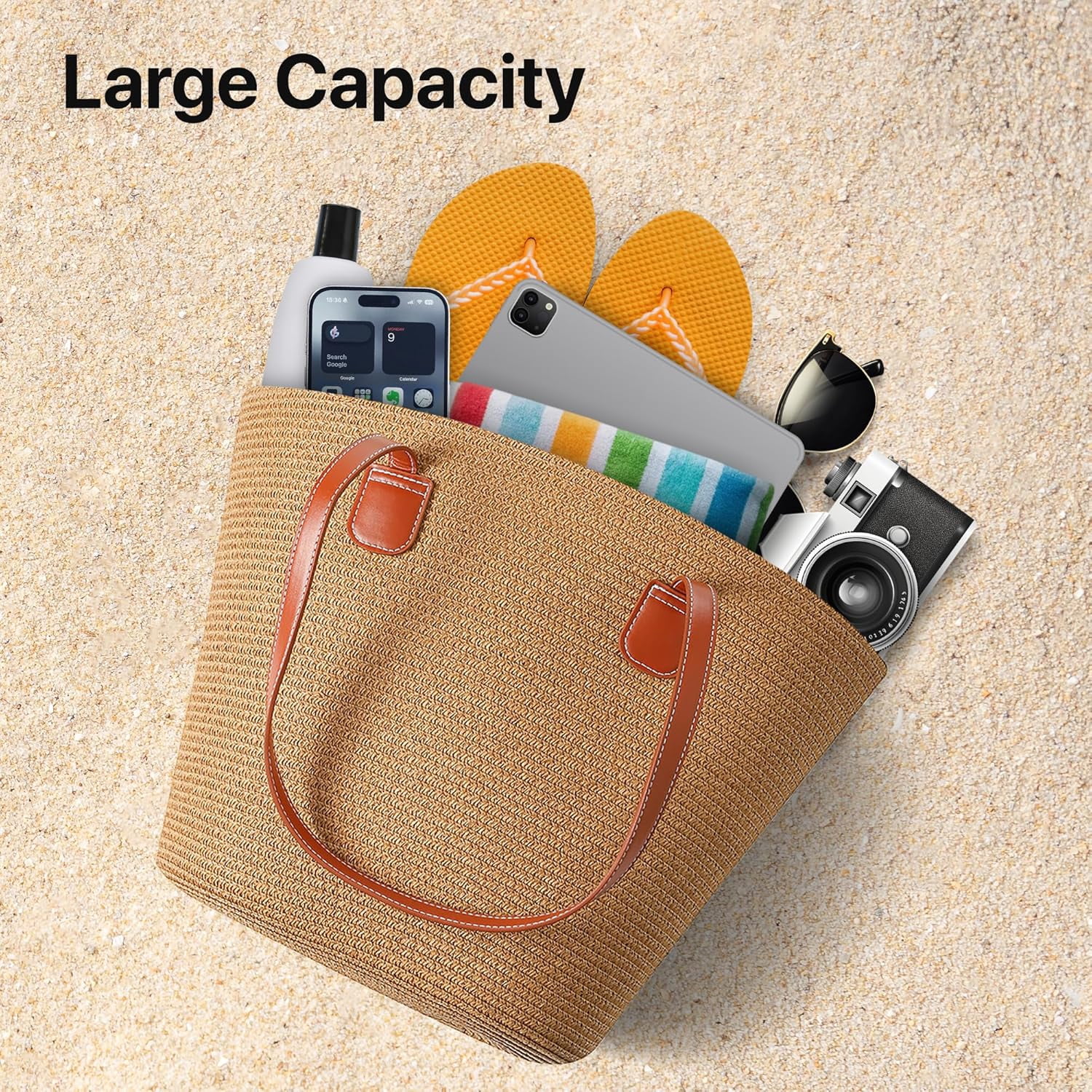 Straw Bags For Women | Travel Straw Totes Bag, Summer Woven Handmade, Shoulder Bag Handbag