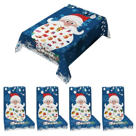 

GUZOM Chair Covers- Christmas Tablecloth Printed Rectangle Table Cover Set Holiday Party Home Decor