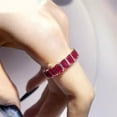 thumbnail image 3 of Full Eternity Lab-Created Ruby & Diamond Wedding Band, 5x3mm Emerald Cut with Diamond Engagement Bridal Rings in Sterling Silver, 3 of 5