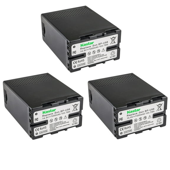 Kastar 3-Pack BP-U98 Battery Replacement for Sony BP-U30, BP-U35, BP-U60, BP-U68, BP-U70, BP-U90, BP-U98 Battery, Sony PMW-EX260, PMW-EX280, PMW-F3, PMW-F3K, PMW-F3L, XDCAM EX, HD422, PHU-60K Camera