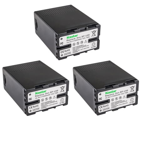 Kastar 3-Pack BP-U98 Battery Replacement for Sony BP-U30  BP-U35  BP-U60  BP-U68  BP-U70  BP-U90  BP-U98 Battery  Sony PMW-EX260  PMW-EX280  PMW-F3  PMW-F3K  PMW-F3L  XDCAM EX  HD422  PHU-60K Camera