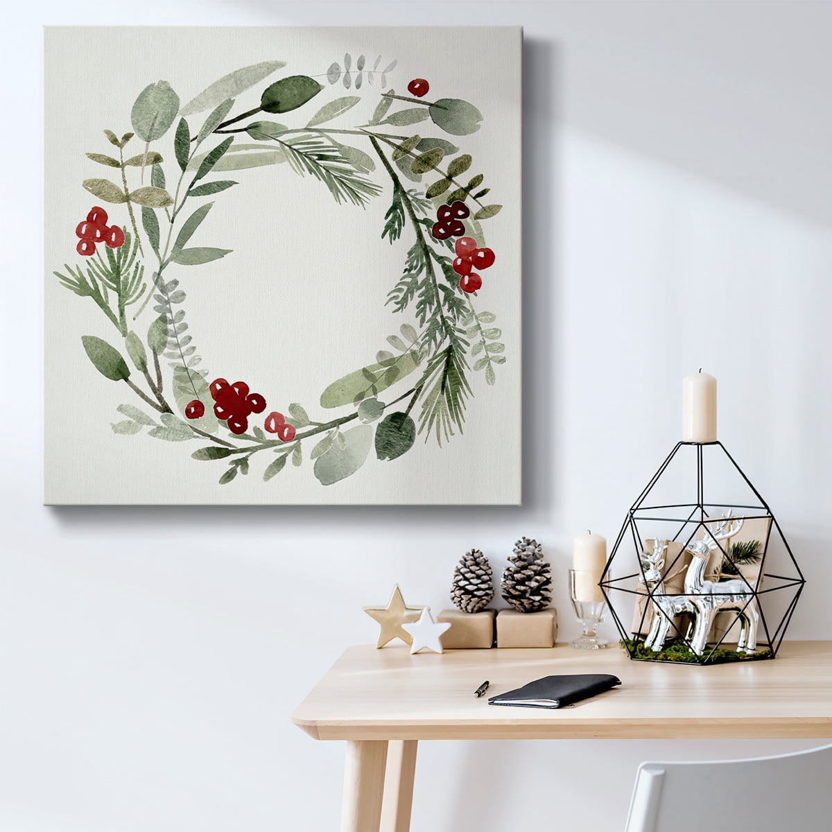 Holly Wreath II- Gallery Wrapped Canvas