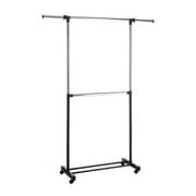 , Adjustable 2-Rod Garment Rack, Chrome, 2Rod Tier Rod Rolling Metal Black Garment Adjustable Two Double Rack Silver 2 Clothes Expandable Chrome Deluxe By Whitmor