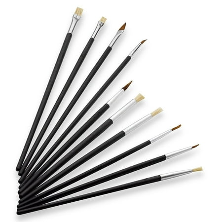 Detail Paint Brushes - Value Set W/ Wooden Handles - 10 Pack for Any Professional Paint Job, Oil Stain, Watercolor, Art & Craft Project; Use for Professional & Amateur Projects - By