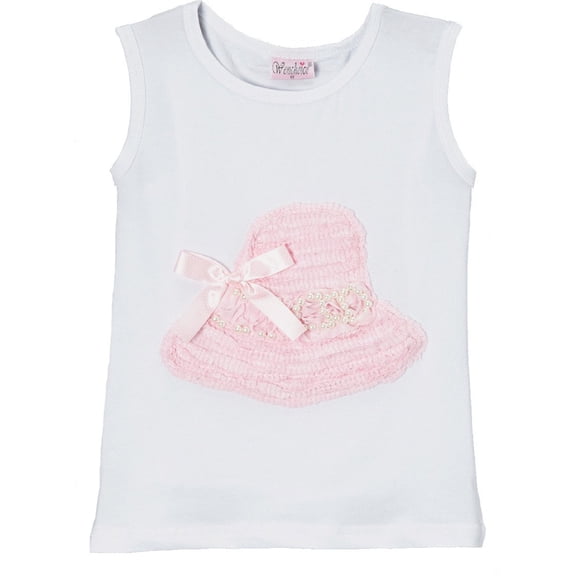 Wenchoice Girl's White Bow Hat Tank - S(1T-2T)