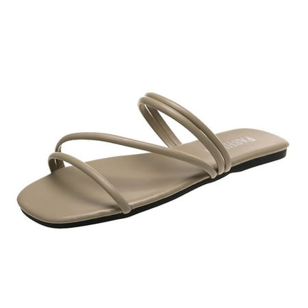 

Aueoeo Fashionable Cross Strap Flat Two-Wear Sandals Clearance