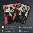 thumbnail image 3 of Black Lab Labrador Dog Portrait On Coral Backdrop Lino Risograph Riso Extra Large XL Wall Art Poster Print, 3 of 5