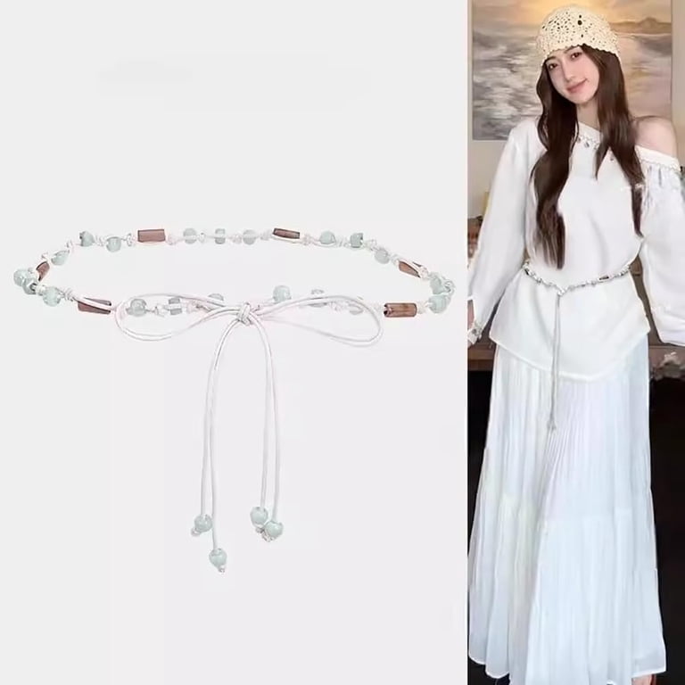 Boho Shell White Chain Waist Belt for women 47” Bohomoon belly chain - TikTok Shop main image 3