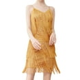 thumbnail image 2 of FOCUSNORM Femmes Fronde Robe Sans Manches sur l'Épaule V Cou Pompons Casual Partie Robe d'Été, 2 of 9