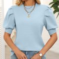 thumbnail image 2 of Kaemgyyd Women's Sweater Tops 2025 Spring Clothes Loose Soft Puff Short Sleeve Blouse Summer Trendy Crew Neck Casual Pullover, 2 of 6