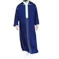 thumbnail image 2 of XDDST Work Out Tops for Mens Casual Thin Robe Hooded Long Sleeve Striped Cotton Youth Loose Robe Shirt Blue, 2 of 8