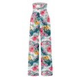 thumbnail image 4 of TQWQT Wide Leg Pants for Women Floral Flowy Wide Leg High Waisted Palazzo Beach Pants Summer, 4 of 5