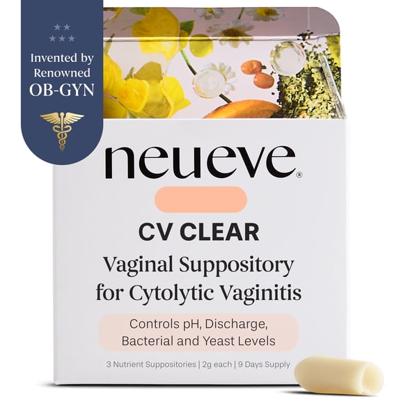 NeuEve Vaginal Suppositories for Cytolytic Vaginosis Relief in Premenopausal Women, 3 Count