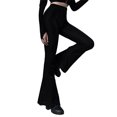 thumbnail image 5 of Douhoow Women High Waist Flare Pants Black Ribbed Wide Leg Trousers, 5 of 9