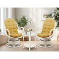 thumbnail image 2 of Lounge Swivel Rocking Java Chair Natural Rattan Wicker Handmade with Light Brown Cushion, White Color, 2 of 3