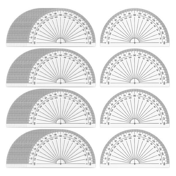Juego de 100 Transportadores de Plástico para Medición de Ángulos, 4 Pulgadas, Transparentes, 180 Grados.