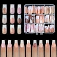thumbnail image 1 of 9 Colors French Gel Nail Tips Pre-applied Base Coat & Tip Primer Pre-made French Nails Soft Gel Tips 15 Sizes Fake Nails False Nail Tips for Nail Art DIY, 1 of 7