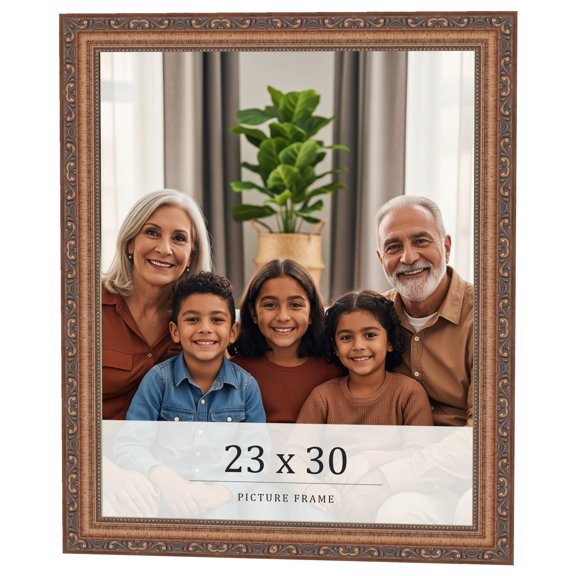 23x30 Frame Gold Solid Wood Picture Frame Width 1.25 Inches | Interior Frame Depth 0.375 Inches |
