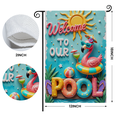 thumbnail image 2 of 30x45Bright Colorful Welcome Pool Garden Flag, Tropical Styled Flamingo Yard Banner, 3D Detailed Poolside Welcome Sign for Backyard Pool Parties, Outdoor Summer Gatherings, Family Pool Days, 2 of 9
