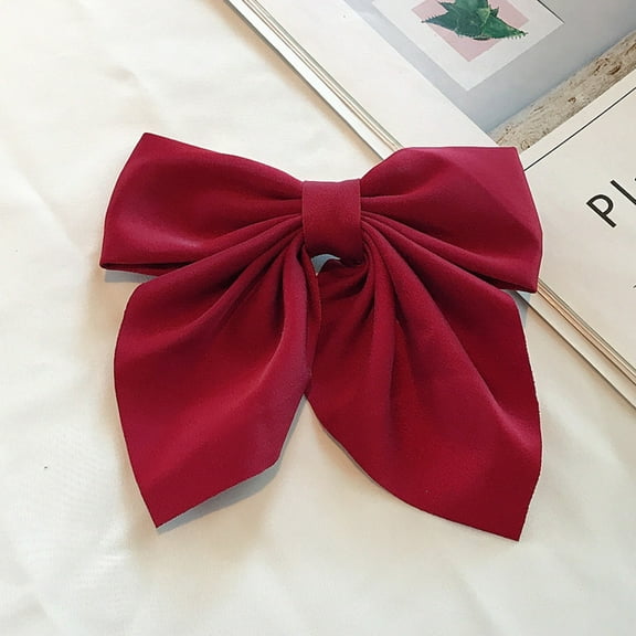 WEIWEIGG Large Vintage Hair Bow Clip, Wine Red Elastic Fabric Barrettes for Women & Girls, Non-Slip Comfort Stretch Hair Accessory
