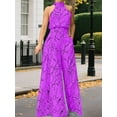 thumbnail image 4 of Combinaisons Habillées pour Femmes Soirée Invitée de Mariage Grande Taille Sans Manches Combinaisons Pantalon Grand Long Violet G, 4 of 5