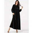 thumbnail image 6 of Women'S Velvet Maxi Dress Casual Solid Color High Waist Long Sleeve Fall Winter Flowy Gown Black L, 6 of 7