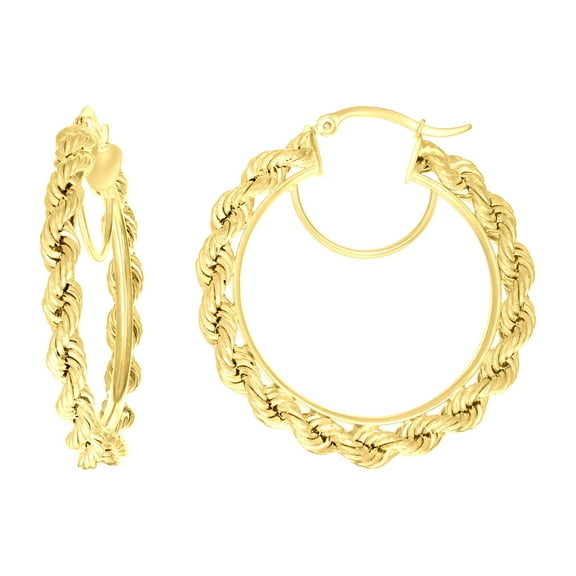 10k Yellow Gold Womens Fancy Twisted Rope Hoop Earrings 4mm-38 Jewelry Gift for Women