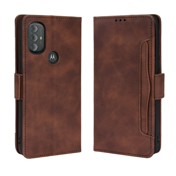 Case for Motorola MOTO G Power 2022 Cover Adjustable Detachable Card Holder Magnetic closure Leather Wallet Case - Brown