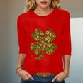 thumbnail image 2 of felwors St Patricks Day Shirt Women 2025 Casual Plus Size 3/4 Sleeve Irish Clover Shirts Funny Saint Patrick's Tunic Tops (Red, XL), 2 of 8