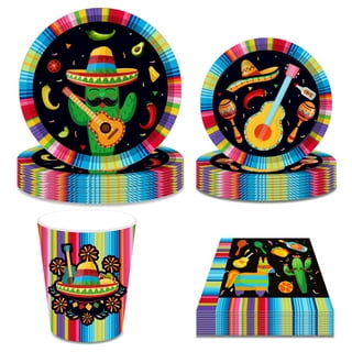 Mexican Fiesta Birthday Party Supplies Set Plates Napkins Cups Tableware Kit for 16