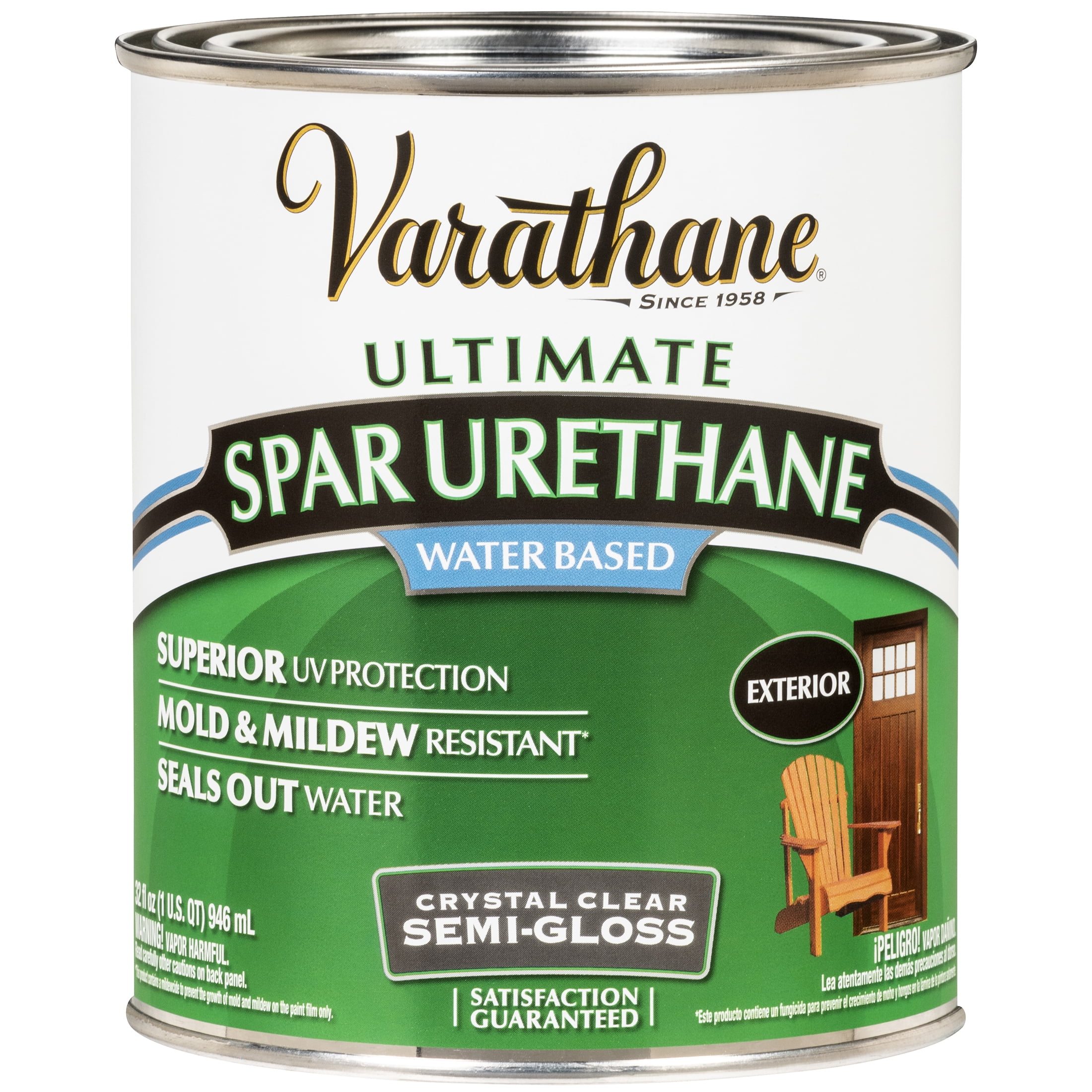 2 Pack, Semi-Gloss Clear, Varathane Exterior Wood Ultimate Spar Urethane Water-Based-250141H, Quart