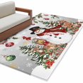 thumbnail image 6 of Grey Christmas Snowman Area Rug 3x5 Washable Rug Non Slip Xmas Snowflake Elk Tree Balls Large Area Rug Indoor Floor Carpet for Entryway Bedroom Kitchen Living Room Home Office Dining Room Nursery, 6 of 8