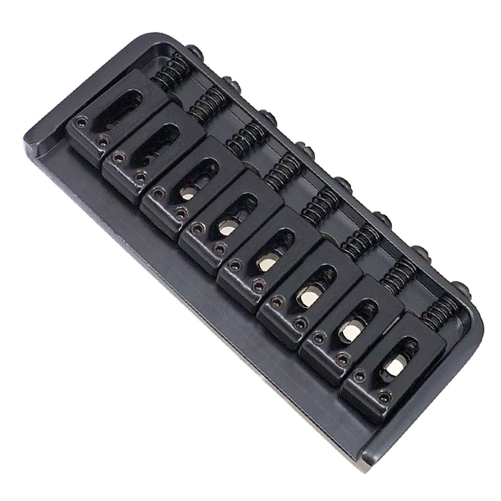 Black Thru-String Hard Tail Fixed Bridge Saddle for 8-String Electric Guitar