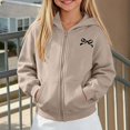 thumbnail image 3 of NAISIBABY Girls Hooded Sweatshirt – Fleece-Lined Long Sleeve Casual Zip-Up Jacket Khaki Size 9, 3 of 8