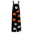 thumbnail image 6 of WTOBBY Women's Sleeveless Cotton Casual Jumpsuit featuring Halloween Print, Breathable and Lightweight for Warm Weather, Ideal for Relaxed Wear,SaffronL, 6 of 7