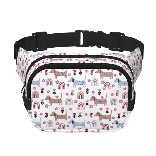 Balery Cute Dog Mochila Cinturón para Mujeres y Hombres, Bolsa de Cintura Impermeable de Doble Capa con Correa