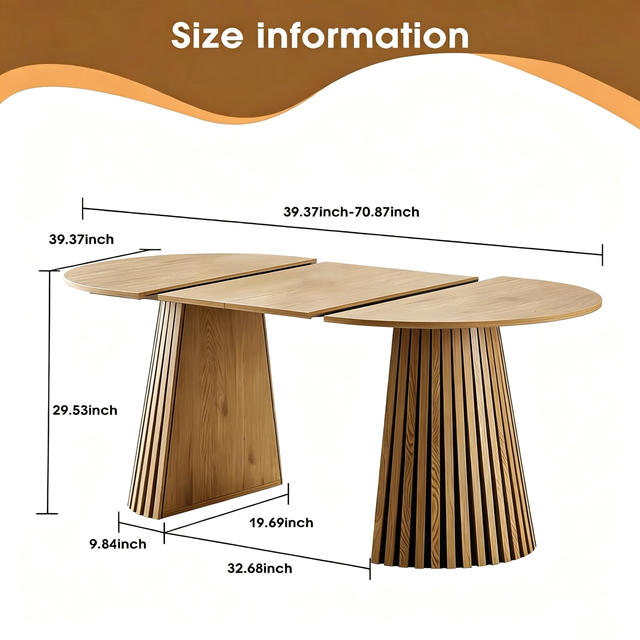 Wooden Dining Table, Flexible and Extendable, Multi-functional and Space-saving, Fashionable Oval Design and Slatted Table Legs, Tea Table or Office Desk, Beautiful and Practical